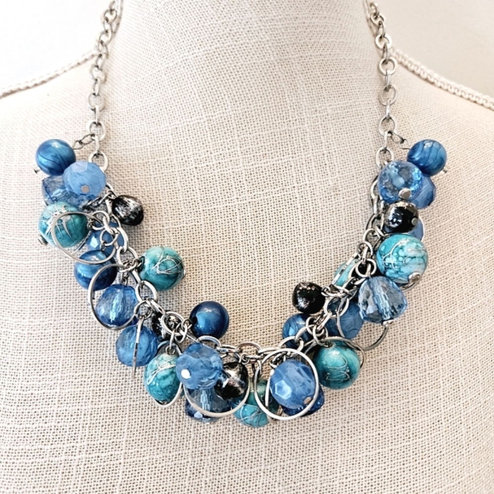 NY Silver and Aqua Blue Necklace
